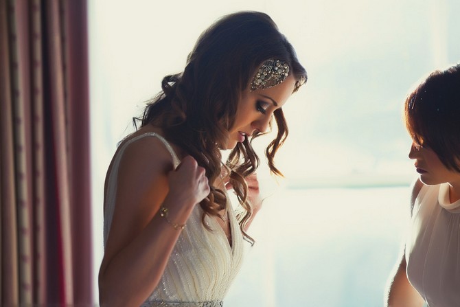 bride getting ready wedding morning